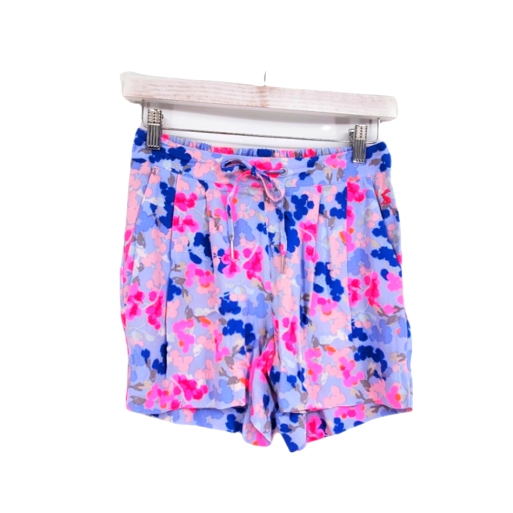 Joules Blue and Pink Splatter Dot Pleated Drawstring Mid-Rise Short X-small 2